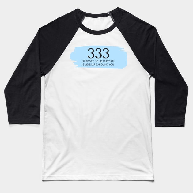 333 Angel Number blue Baseball T-Shirt by anrockhi